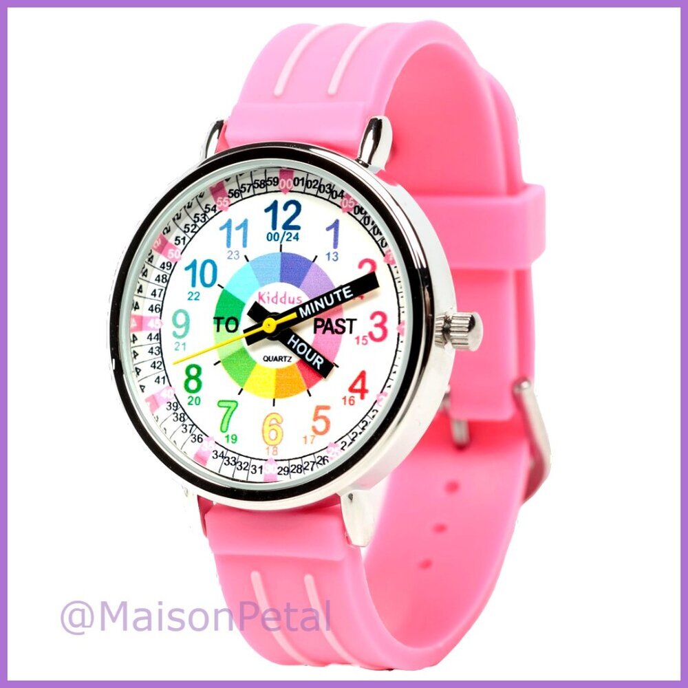 Analog Time Teacher Watch with Exercises for Kids Learning to Tell Time